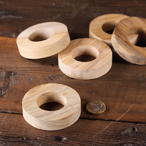 Set of 5 Wooden Ring Doughnuts Donut Hoop 7cm Handle Handmade Circle Home Deco