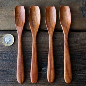 Cucharas de madera pequeñas (14 cm) Cucharadita de madera de rosa hecha a mano Azúcar Especias Regalo imagen 10