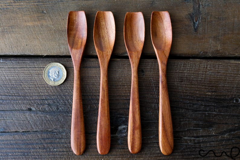 Cucharas de madera pequeñas (14 cm) Cucharadita de madera de rosa hecha a mano Azúcar Especias Regalo imagen 10