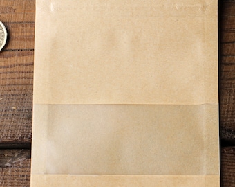 Kraft Stand Up Pouch with Window: Resealable Food Safe Paper Bag (10x15cm) Small Packaging