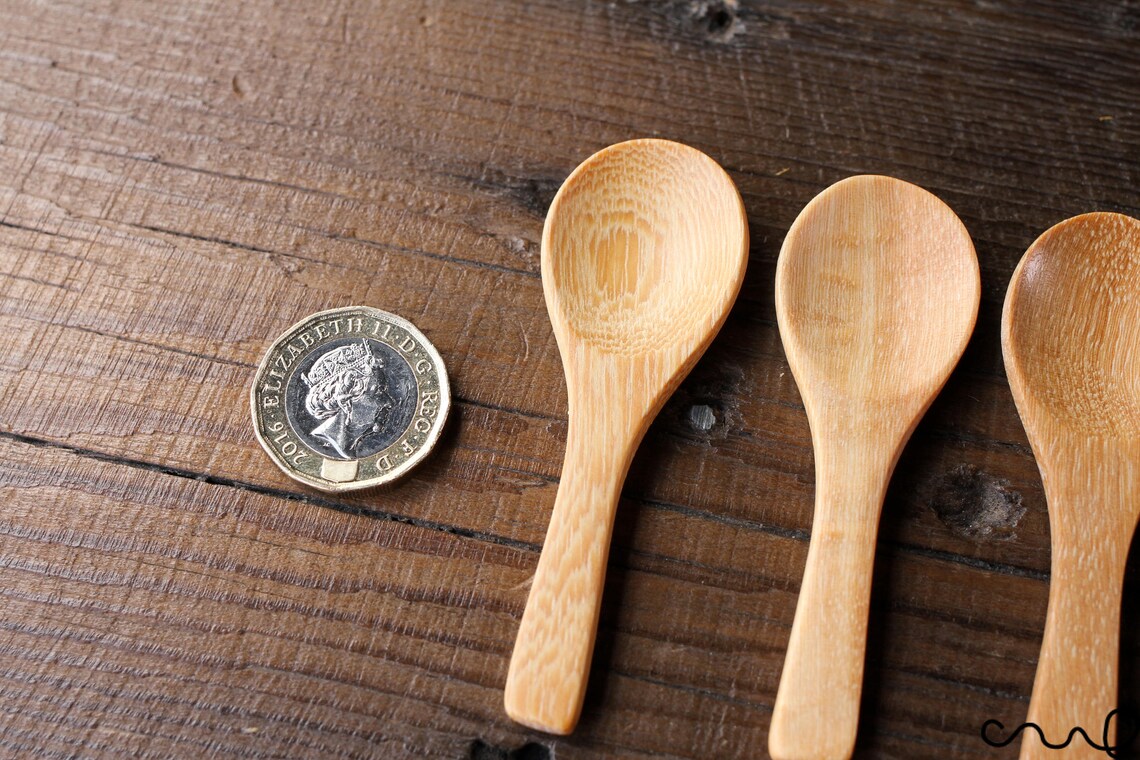 4 X Handmade Wooden Tiny Spoons Round Head Dessert Teaspoon Etsy