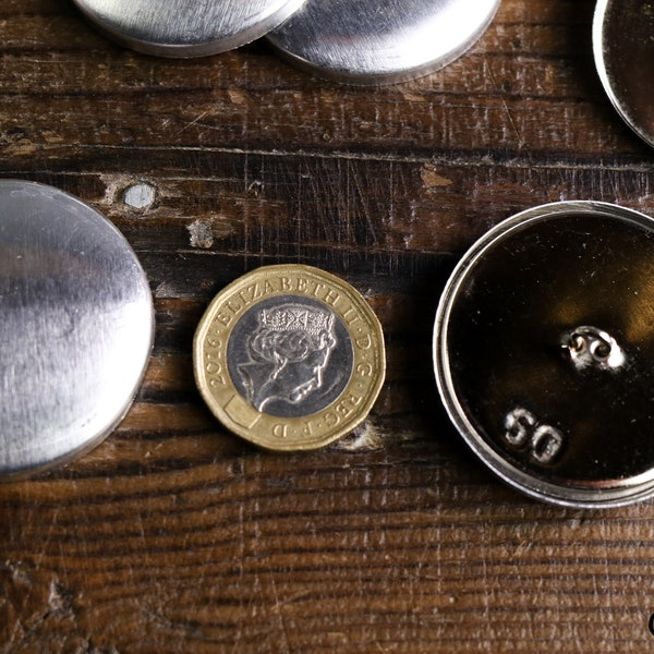 Lot De 30 ébauches De Boutons En Métal Argenté 38mm - Pour Fabrication Ou Customisation