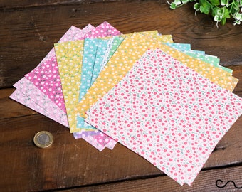 20 x Flower Patterned Origami Paper Double Sided 60gsm Mixed Paper 15cm Square