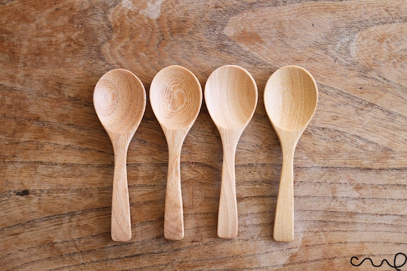 Handmade Wooden Dessert Spoons - Short Handle Natural Cutlery