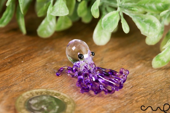 Handmade Purple Little Glass Octopus Gloss Garden Decor