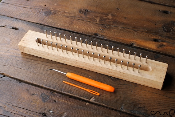 103 Pins Long Wooden Knitting Loom Board Fine Gage Loom Hook & Needle Gift 