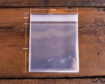 Clear Cellophane Bags: 4&quot;x4&quot; Self Adhesive OPP Plastic (10/50/100 Pack)
