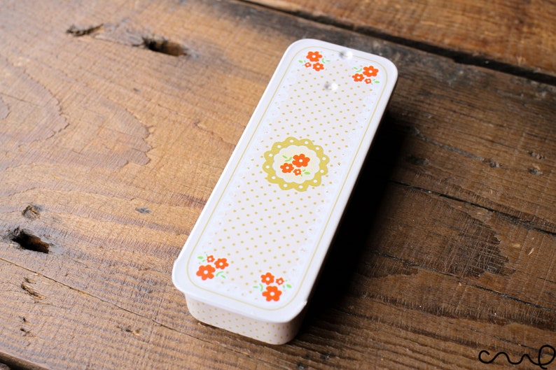 Small Floral Metal Rectangular Tin Sliding-Lid Trinket Gift Box Mint Sweets image 1