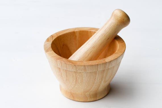 solid wood pastle and mortar set hand crusher spice herb grinder bowl