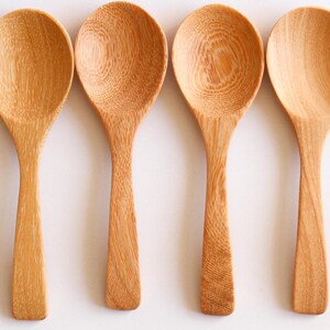 Handgemachte Holz Dessert Löffel - Kurzer Griff Natürliches Besteck Pack of 4