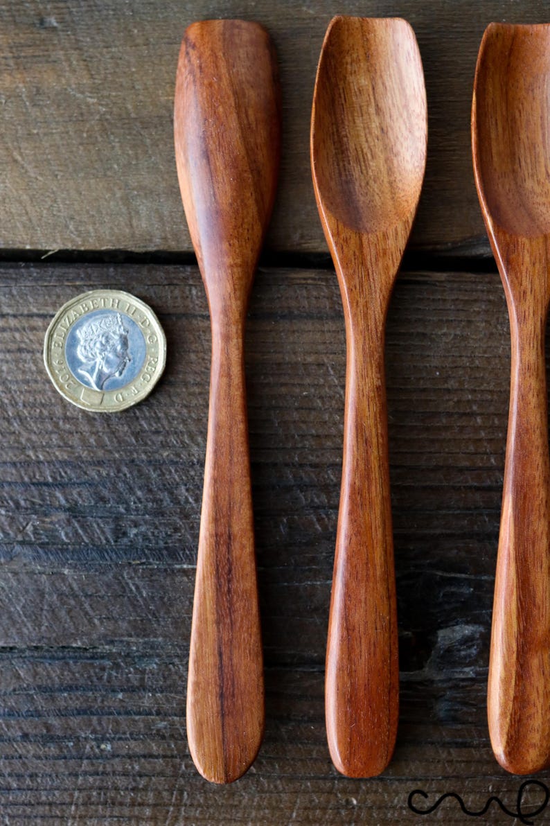 Cucharas de madera pequeñas (14 cm) Cucharadita de madera de rosa hecha a mano Azúcar Especias Regalo imagen 8