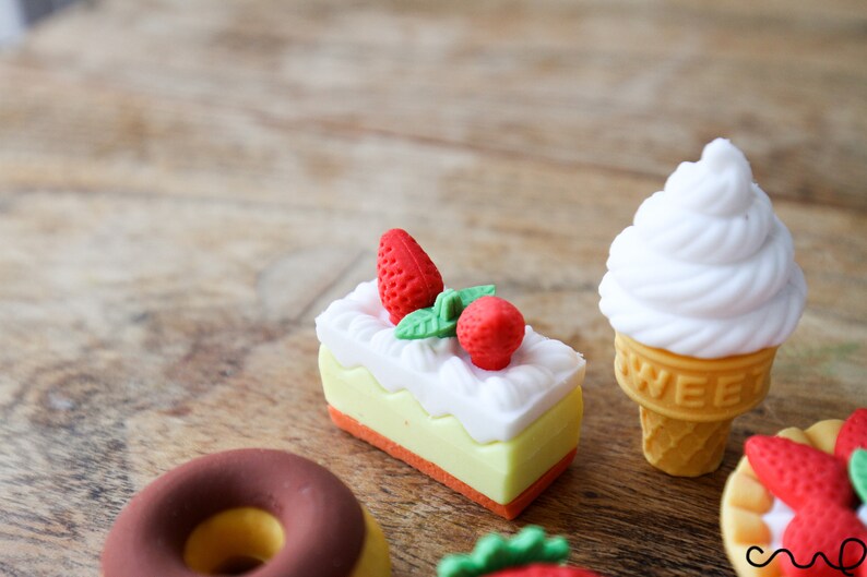 6 x Food Erasers Food Rubber Iwako Eraser Japanese Desert Etsy