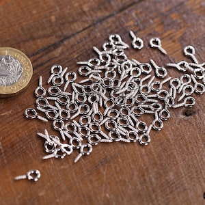 50 Mini Silver Eyelet Screws: Tiny DIY Jewelry Making Findings