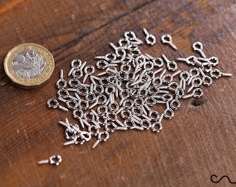 50 Mini Silver Eyelet Screws: Tiny DIY Jewelry Making Findings