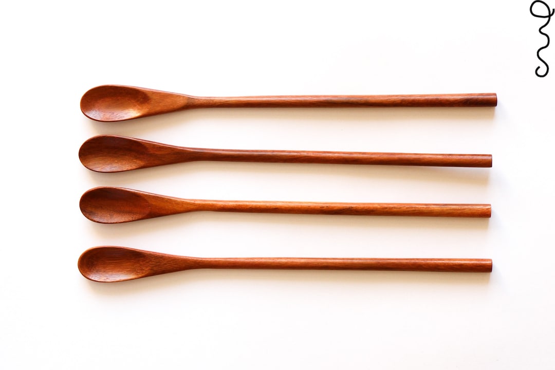 Set of 4 Handmade Long Teaspoon Wooden Spoon 21cm Rose Wood Serving Utensil Coffee Oval Etsy