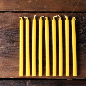 Yellow Taper Candles - Set of 9 - Bistro Style Dinner Decor