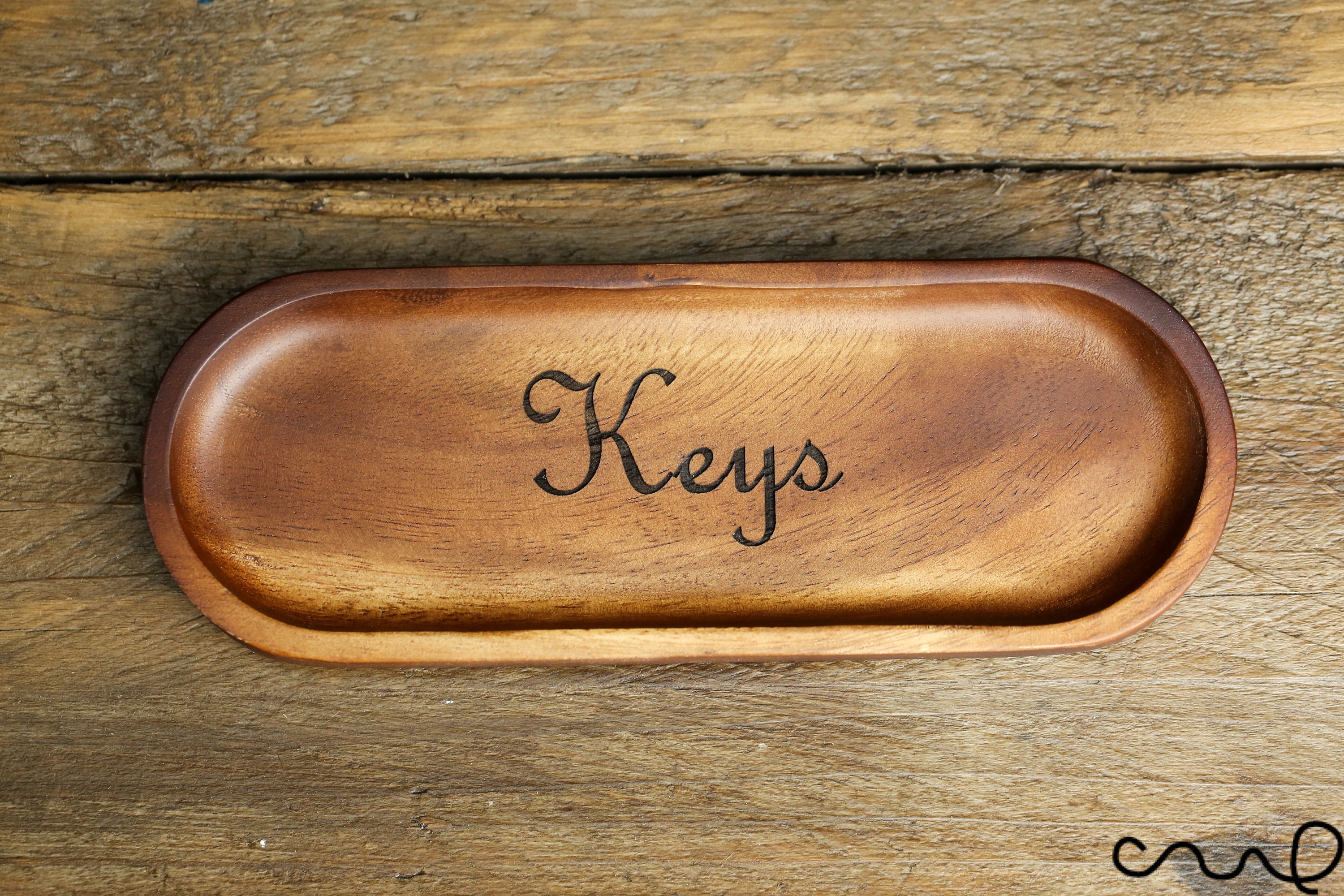 Handmade Small Wooden Oval Keys Tray Home Office Organise Gift  Engraving