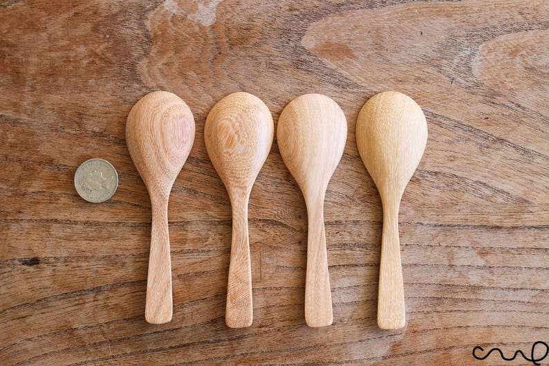 Handgemachte Holz Dessert Löffel - Kurzer Griff Natürliches Besteck Bild 6