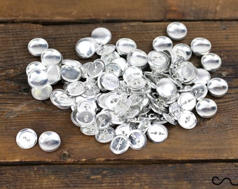 50 Sets Self Cover Button Blanks: 19mm Metal Loop