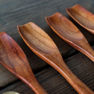 Cucharas de madera pequeñas (14 cm) Cucharadita de madera de rosa hecha a mano Azúcar Especias Regalo imagen 11