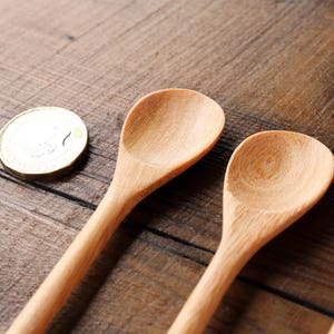 4 x Handgjorda träskedar med runda huvuden, långa teskedar, 22 cm, unik kaffeservering bild 3
