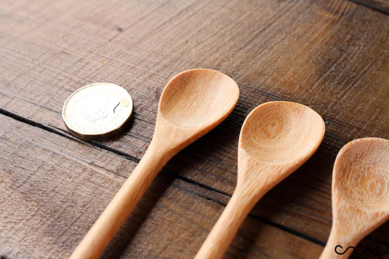 4 x Handgjorda träskedar med runda huvuden, långa teskedar, 22 cm, unik kaffeservering bild 3