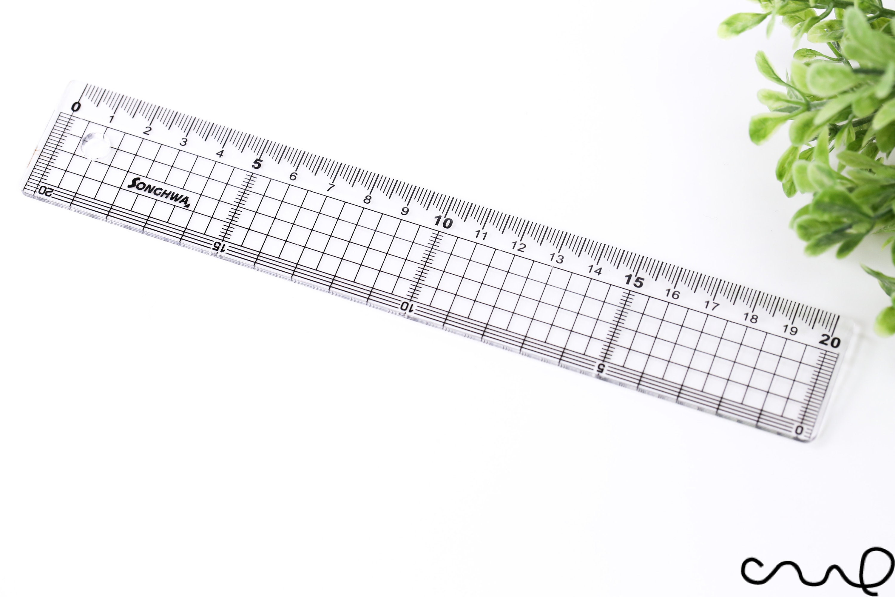 Clear Plastic Graph Ruler 20cm Length 5mm Grid CM MM School Classroom  Stationery Hole 