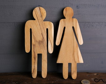 Wooden Human Figure Man and Woman Handmade Craft Material Embellishment Home Decor Door