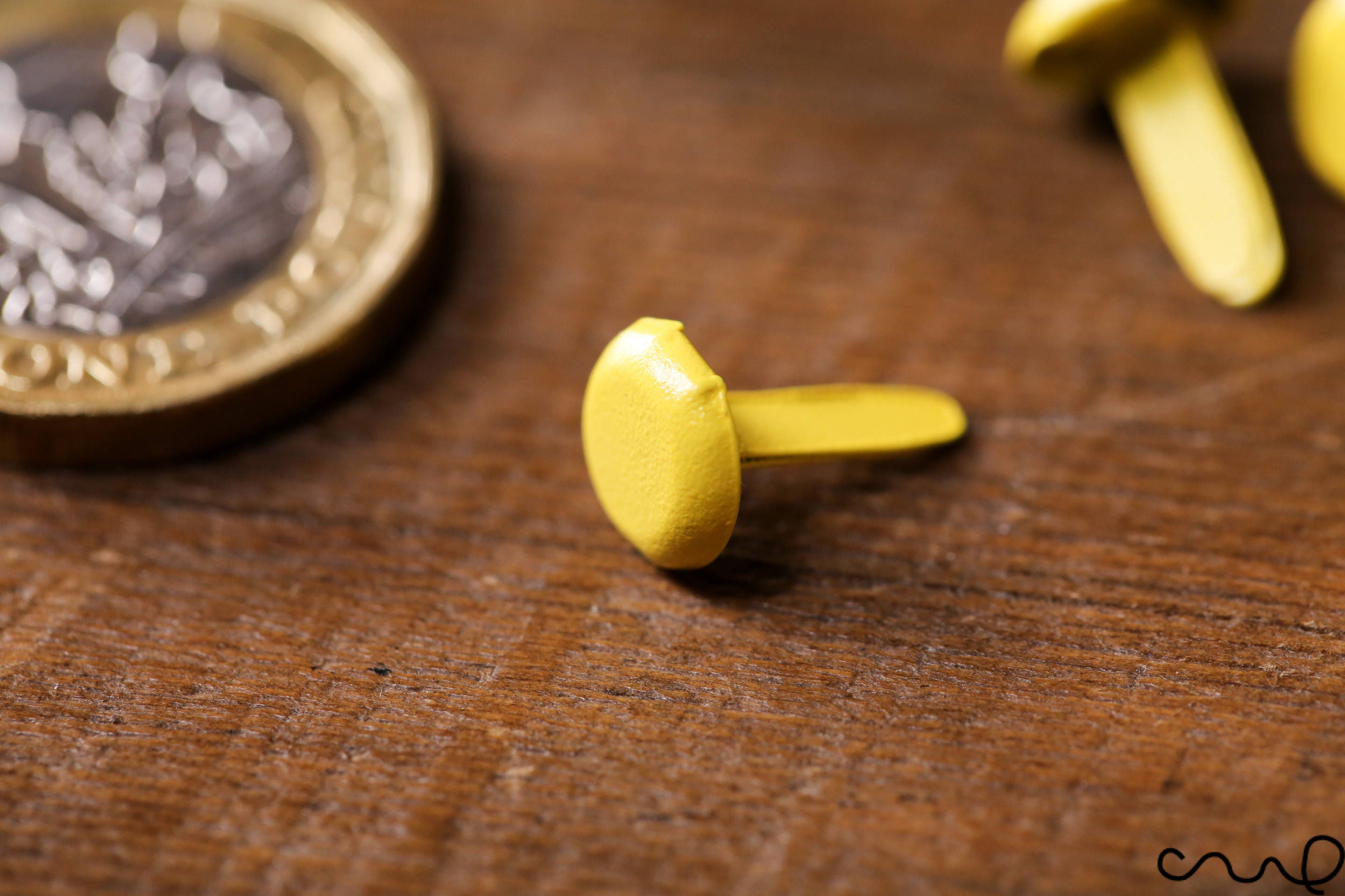 100 X Yellow Paper Fastener Split Pins Binding Office Craft 15mm