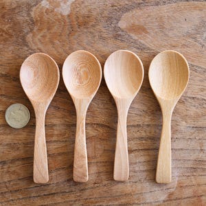 Handgemachte Holz Dessert Löffel - Kurzer Griff Natürliches Besteck Bild 3