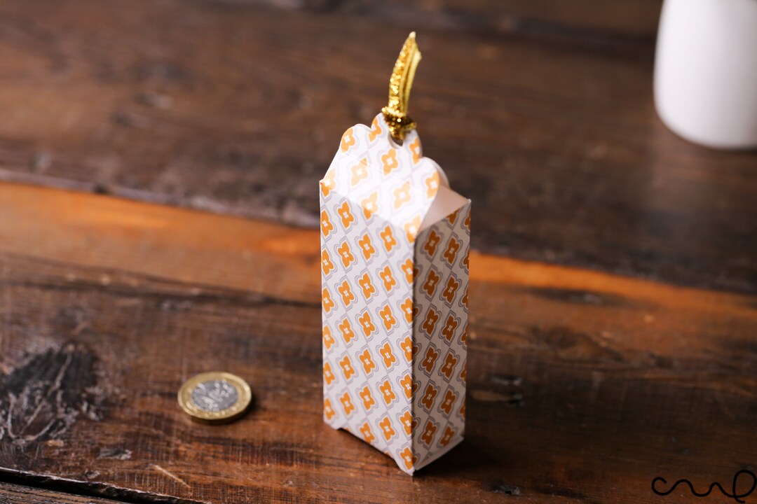 10 X Tiny Small Gift Box Orange Gold Ribbon Tie Wedding - Etsy UK