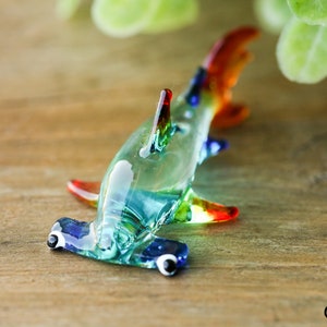 Handmade Blue Little Glass Hammerhead Shark Gloss Garden Decor Ornament Gift Terrariums