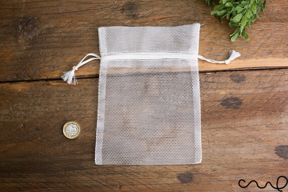 White Mesh Gift Bag Net Organza Drawstring Bag Wedding Jewellery Pouch Reusable Etsy Ireland