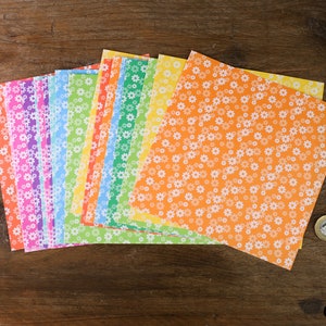 Confezione da 20 fogli di carta origami con motivo floreale, fronte-retro, 60 g/m², carta mista, quadrati da 15 cm, motivi e colori assortiti