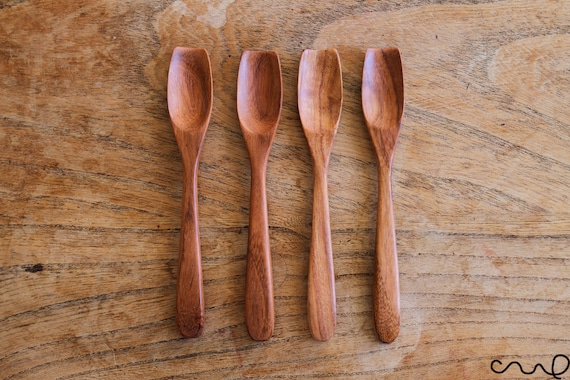 Small Wooden Spoons (14cm) Teaspoon Handmade Rose Wood Sugar Spices Gift
