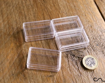 4 kleine doorzichtige plastic houder rechthoekig doosje sieraden kralen pillen opbergdoos