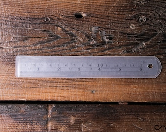 Metal Ruler 15 cm 6 inch  Conversion Table Metric Imperial Engineering Ruler Hanging Hole