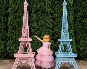 Giant Eiffel Tower for Kids Prop Paris Party Decor Quinceanera Decorations Large Wooden 3D Pink Blue Boy Girl Baby Shower Birthday Backdrop