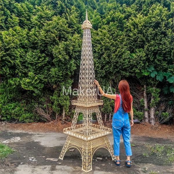 Tour Eiffel grande grande énorme sculpture en bois statue Centre de table thème anniversaire mariage Paris Décorations décorations floral événement party prop