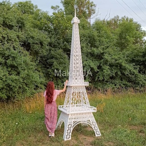 Wooden Eiffel Tower 4m 13ft decorative white birthday wedding led arch backdrop Paris centerpiece decoration coquette graduation party decor