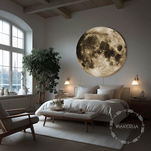 Décoration lune art mural led veilleuse ombre lampe décorations maison système solaire lunaire espace enfant salon soleil chambre veilleuse carte cadeau