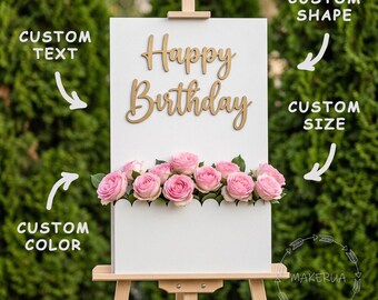 Welcome Flower Box Sign Birthday Party White Wooden Pop Up Floral Pocket Board Stand Milestone 20 30 Sweet 16 18 Wedding Event Signage Decor