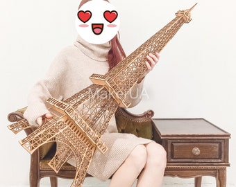 Eiffel Tower 3d wood wooden puzzle birthday wedding party event prop gift Large big interior architecture Paris Decor figure stand eco