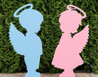 Cute Angel Birthday Party Decor Pink Blue Boy Girl Baby Shower Baptism Communion Nursery Room Party Photo Props Cutout Decorations One 1 1st
