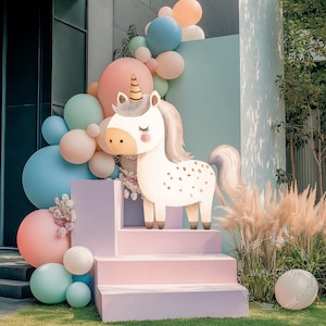 Unicorn Birthday Party Decorations Cute Cutout Princess Girl Theme Baby Shower Props Castle Fairy Standee Centerpiece Backdrop Sign Decor