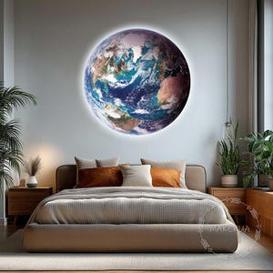 Aarde Decor wall art led night light up shadow lamp decoratie thuis maan zonnestelsel ruimte kid woonkamer zon slaapkamer nachtlampje maan kaart