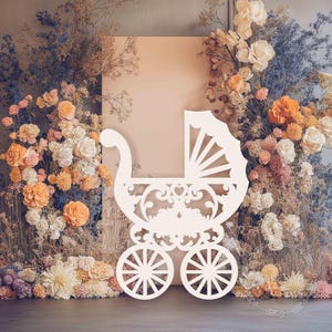 Kinderwagen Kinderwagen Douche Doop Doop Geslacht Onthullen Middelpunt Meisje Jongen Decoraties Schattig winkelwagen Bloemen Doos Kubus Houten Decor