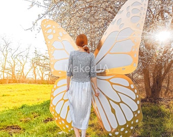 Gold Butterfly Party Decorations Free Standing Birthday Wedding Theme Photo Backdrop Event Prop Double Wings Large Stand Wall Arch Decor
