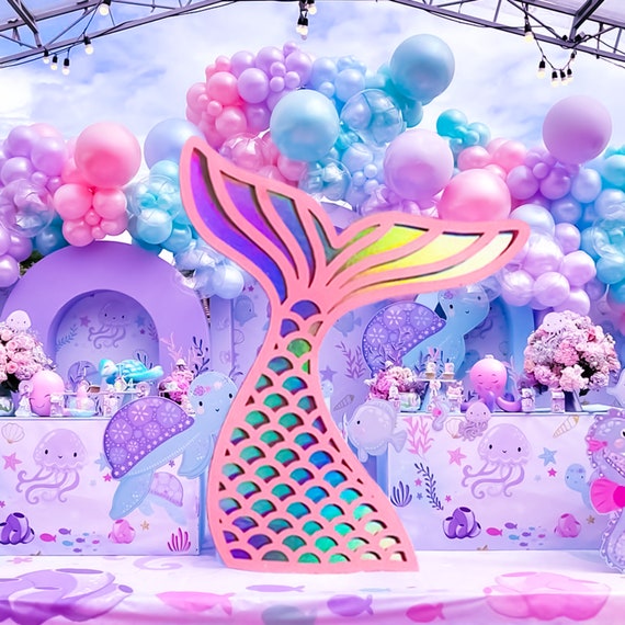 Mermaid Tail, Mermaid Party Decor, Mermaid Birthday Wedding, cute themed  event prop backdrop princess cinderella girl cake shell wings 3d