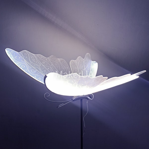 Papillon led lumière grand éclairage géant illuminer les ailes 3d pour la fête d'anniversaire de mariage fleur floral néon décor présentoir arch décoration